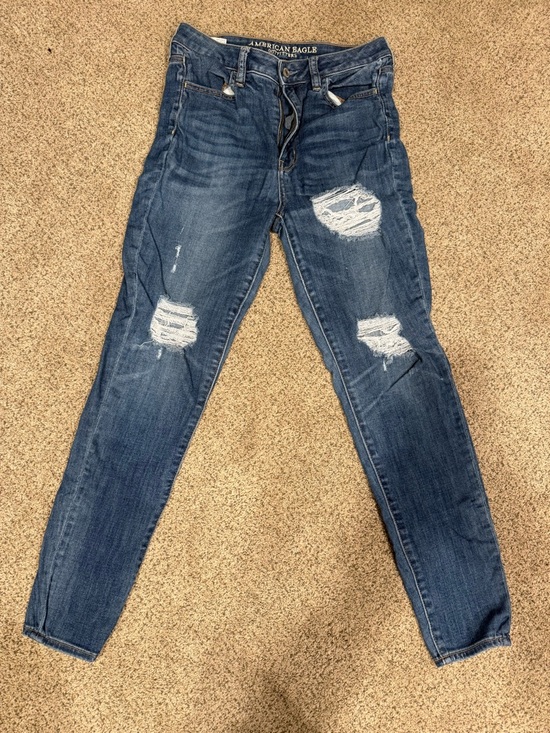 American Eagle Outfitters Denim - American Eagle Distressed Skinny Jegging Jeans - Dark Blue